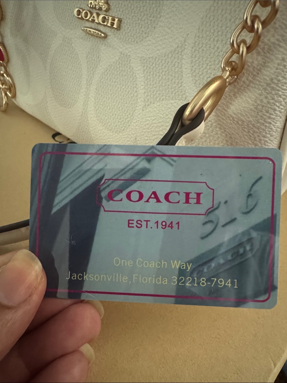 Coach Cream Signature Mini Shoulder Bag with Red Heart Charm - Picture 6 of 11